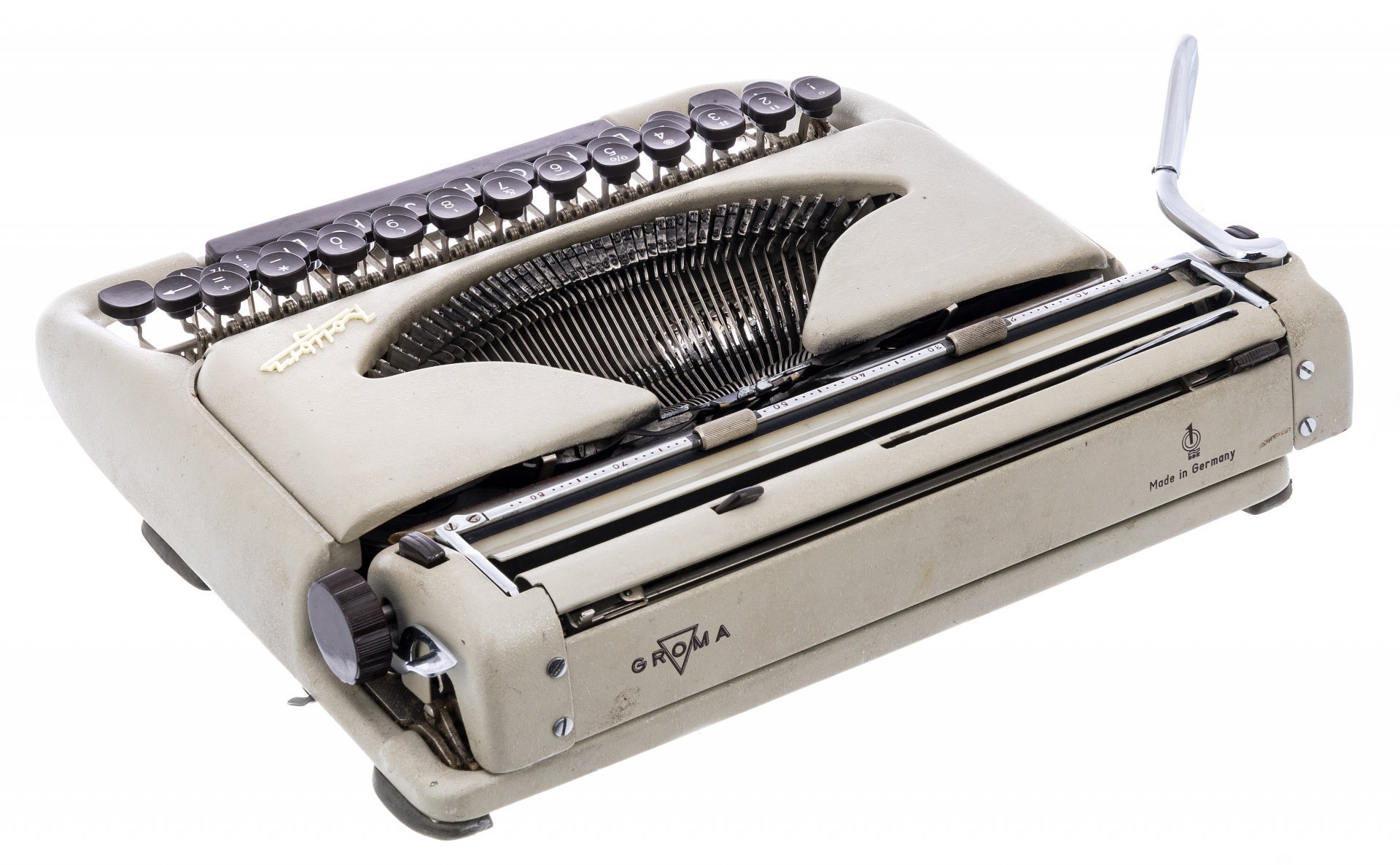 Машинка печатная "Groma"Kolibri" в оригинальном кофре, металл, пластик, VEB Mechanik Groma Markersdorf, Германия, 1955-1962., VEB Mechanik Groma Markersdorf