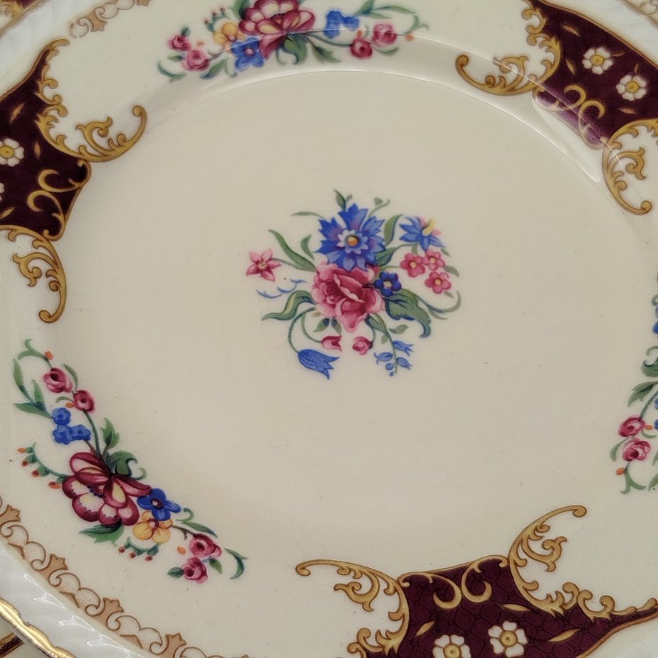 Набор пирожковых тарелок с цветочным декором на 7 персон, Portland Pottery