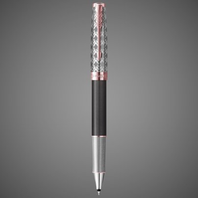 Ручка-роллер Parker Sonnet Premium Refresh GREY GT, стержень: F, цвет чернил: black, в подарочной упаковке, Лаки и смолы: лак, латунь, нержавеющая сталь, позолота, родий