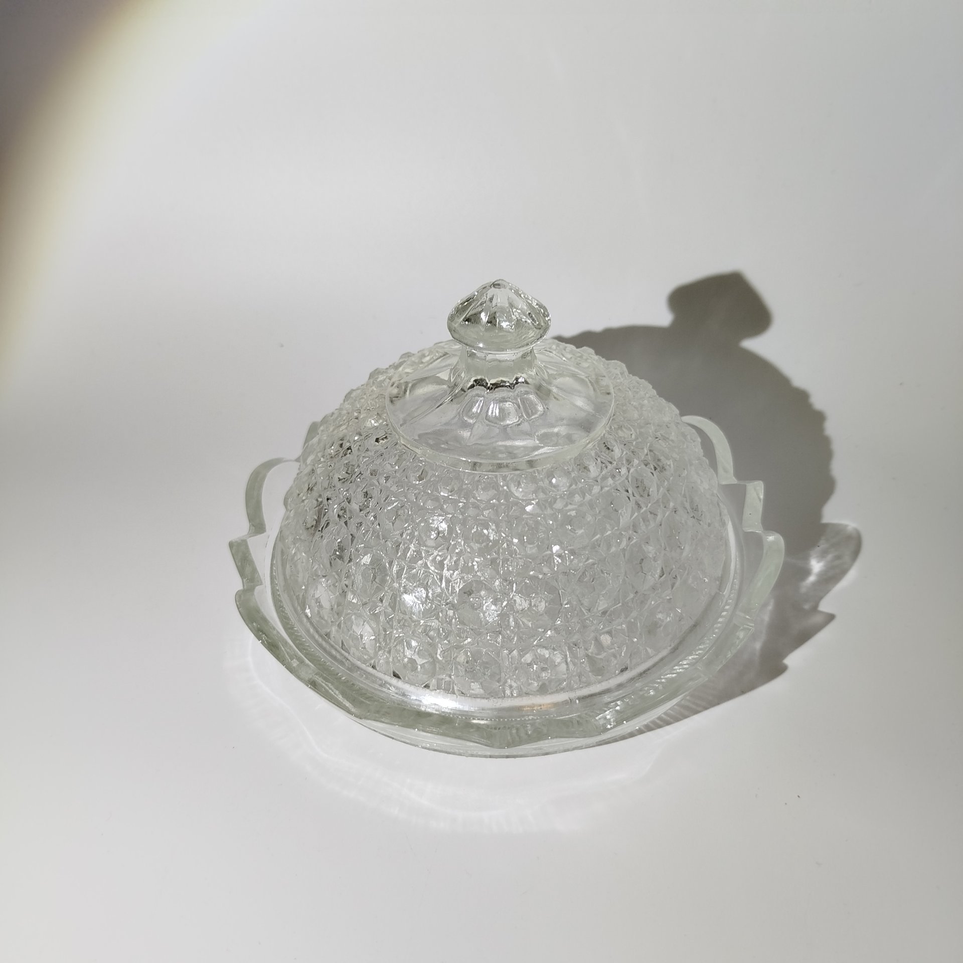 Блюдо сервировочное с крышкой, стекло, СССР, 1970-1980 гг.