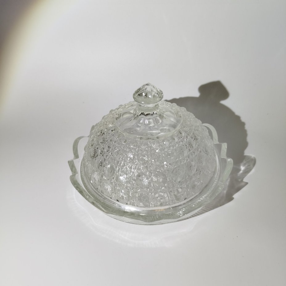 Блюдо сервировочное с крышкой, стекло, СССР, 1970-1980 гг.