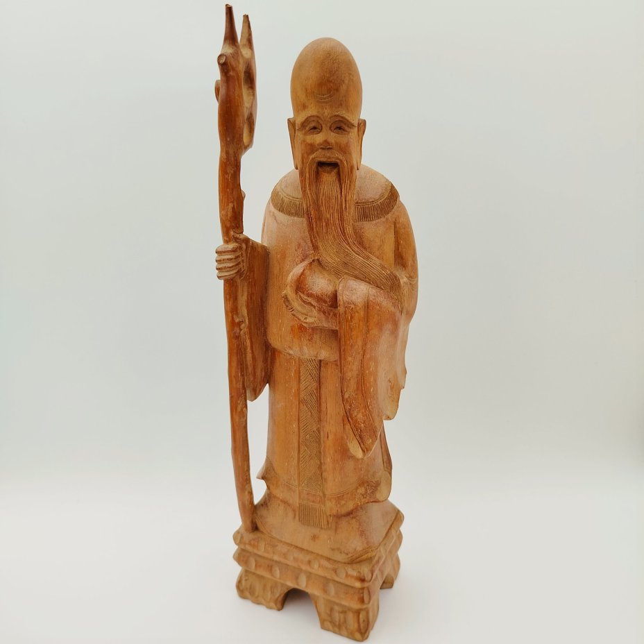 Скульптура "Шоу-син" (божество долголетия), дерево, резьба, Китай, 1950-1980 гг.