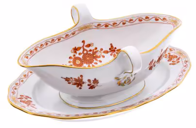 Соусник с флоральным узором, фарфор, деколь, мануфактура "Мейсен" (Meissen), Германия, 1975 г., Meissen (Мейсенский фарфор)