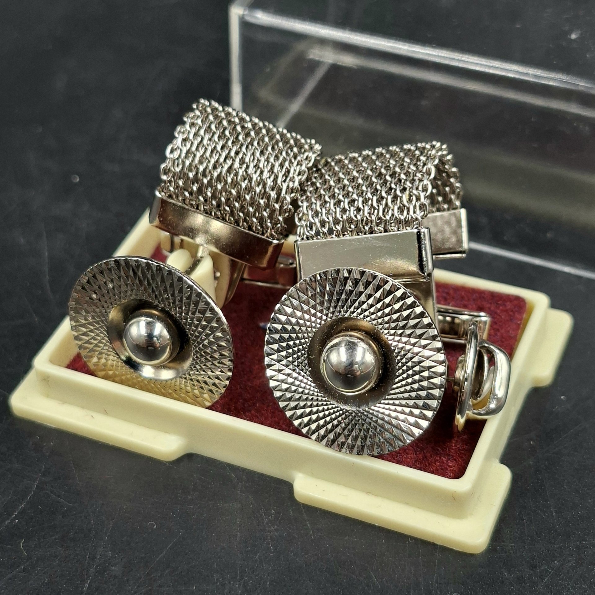 Запонки винтажные круглой формы, в оригинальном футляре