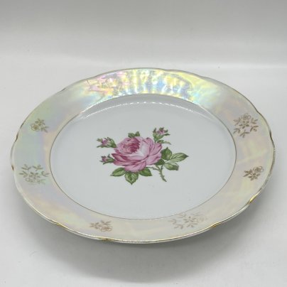 Тарелка сервировочная/обеденная с цветочным декором, фарфор, люстр, деколь, золочение, Kahla, ГДР, 1960-1990 гг.