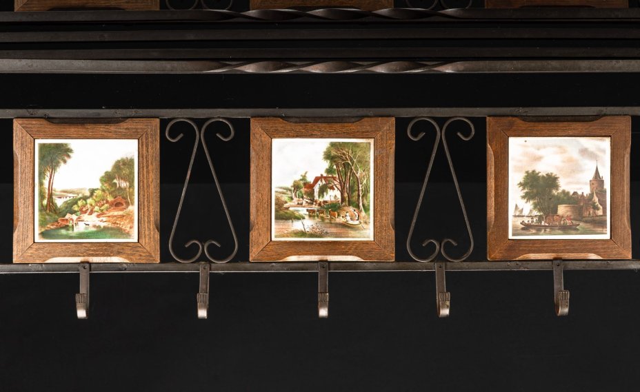 Вешалка-полка подвесная с декоративными вставками с изображением пейзажей