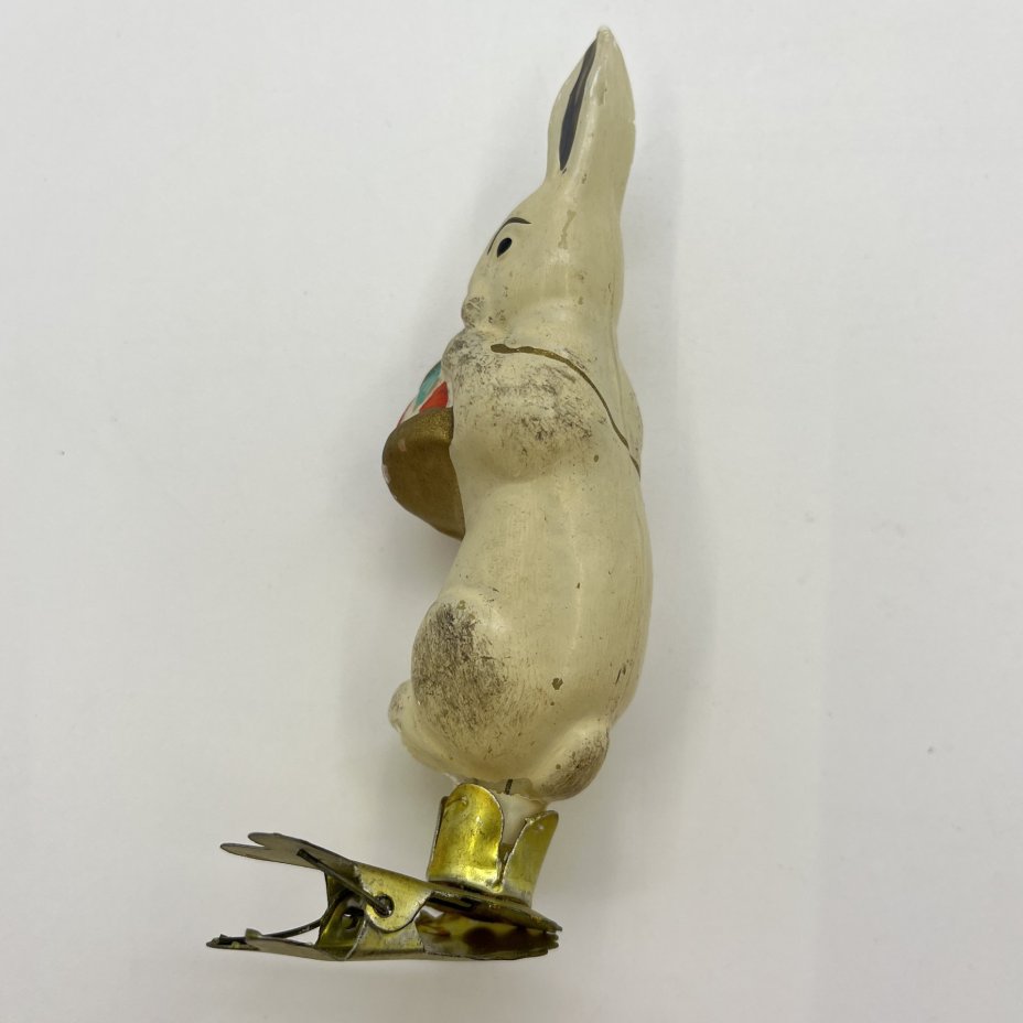 Игрушка елочная на прищепке "Заяц с барабаном"