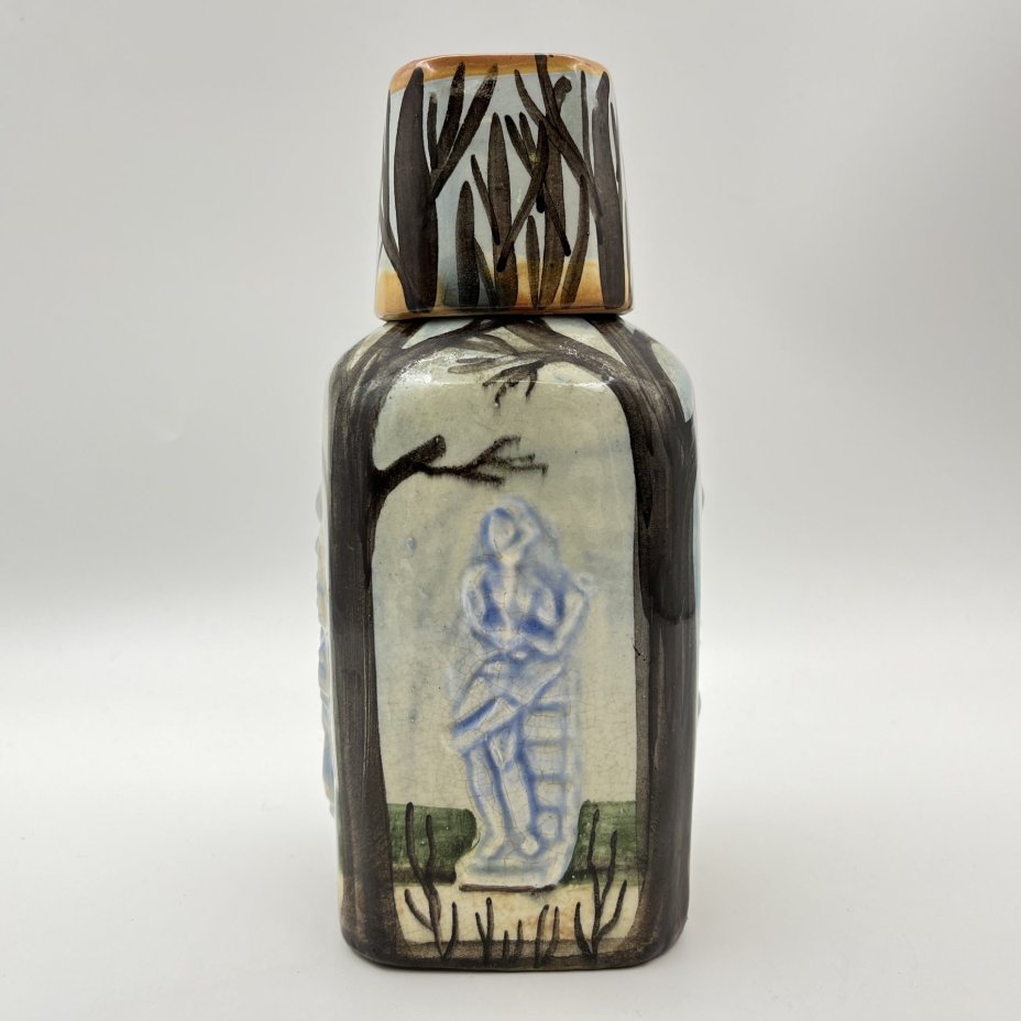 Штоф четырехгранный "Летний сад" с крышкой-стопкой