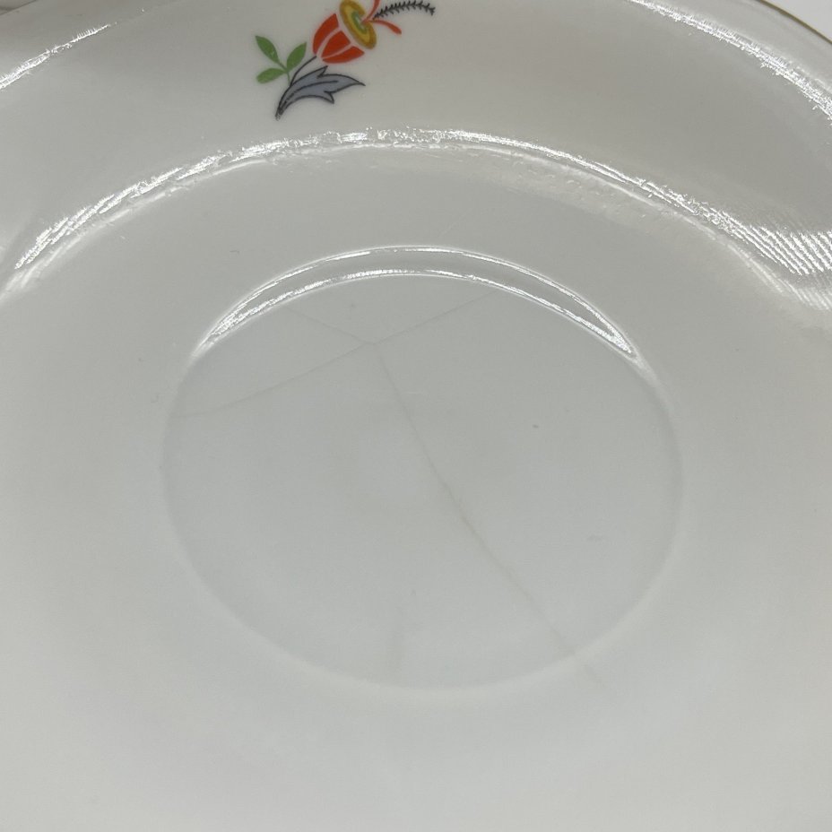 Чайная пара с цветочным декором, фарфор, деколь, золочение, Eschenbach, Германия, 1935-1950 гг.