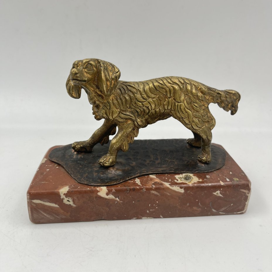 Статуэтка "Сеттер" на постаменте, металл, камень, Западная Европа, 1930-1960 гг.