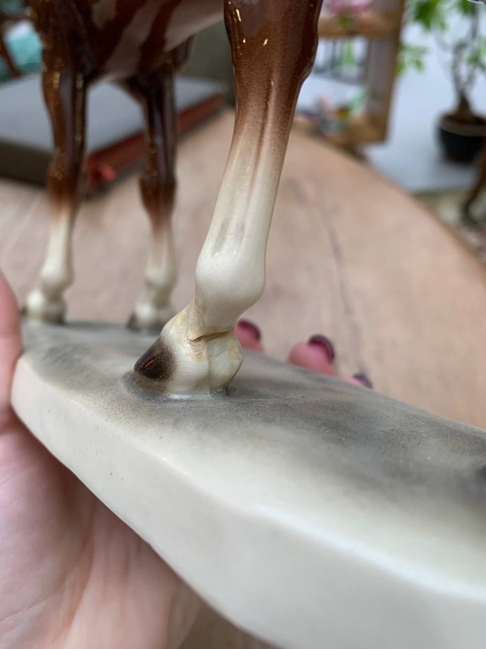 Статуэтка "Лошадь", фаянс, роспись, мануфактура "Hertwig", Германия, 1941-1958 гг.