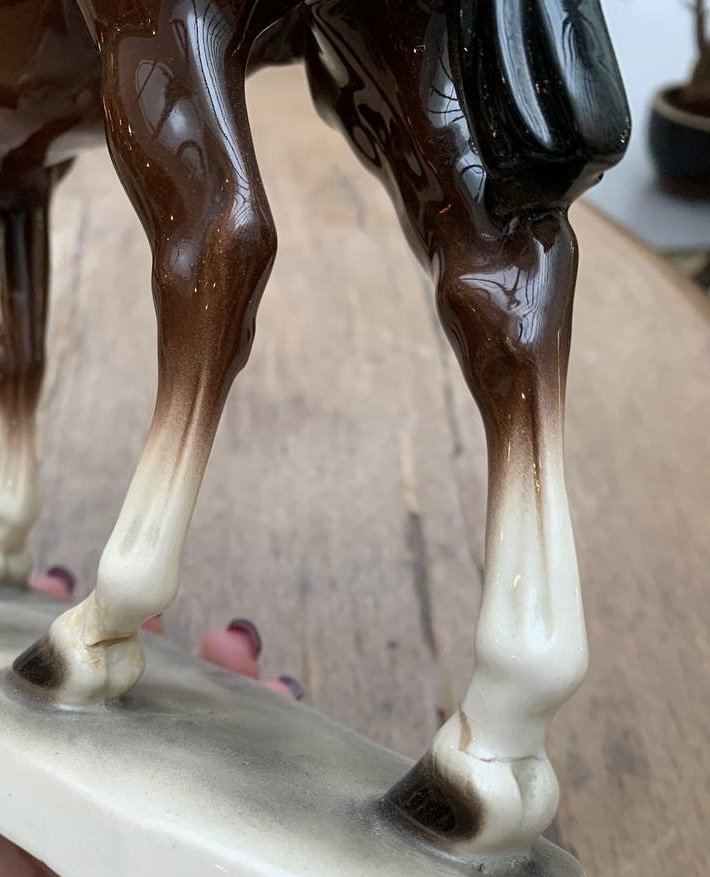Статуэтка "Лошадь", фаянс, роспись, мануфактура "Hertwig", Германия, 1941-1958 гг.