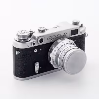 Фотоаппарат "ФЭД-2" с объективом "Индустар-26м" и светофильтром, в оригинальном кофре, Харьковский машиностроительный завод им. Дзержинского (ФЭД)
