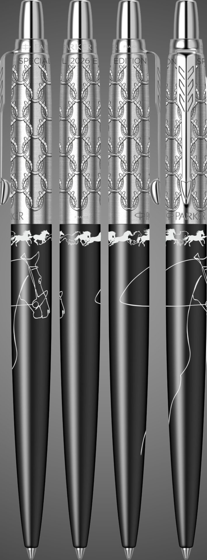Шариковая ручка Parker Jotter Horse Special Editionl Black CT, стержень: M, цвет чернил : blue в подарочной коробке, Лаки и смолы: лак, нержавеющая сталь