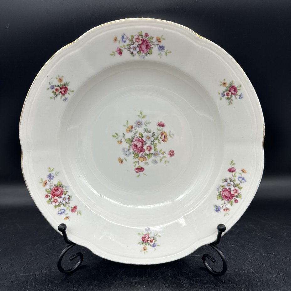 Тарелка с цветочным декором, фарфор, деколь, золочение, Chodziez, Польша, 1980-1990 гг.