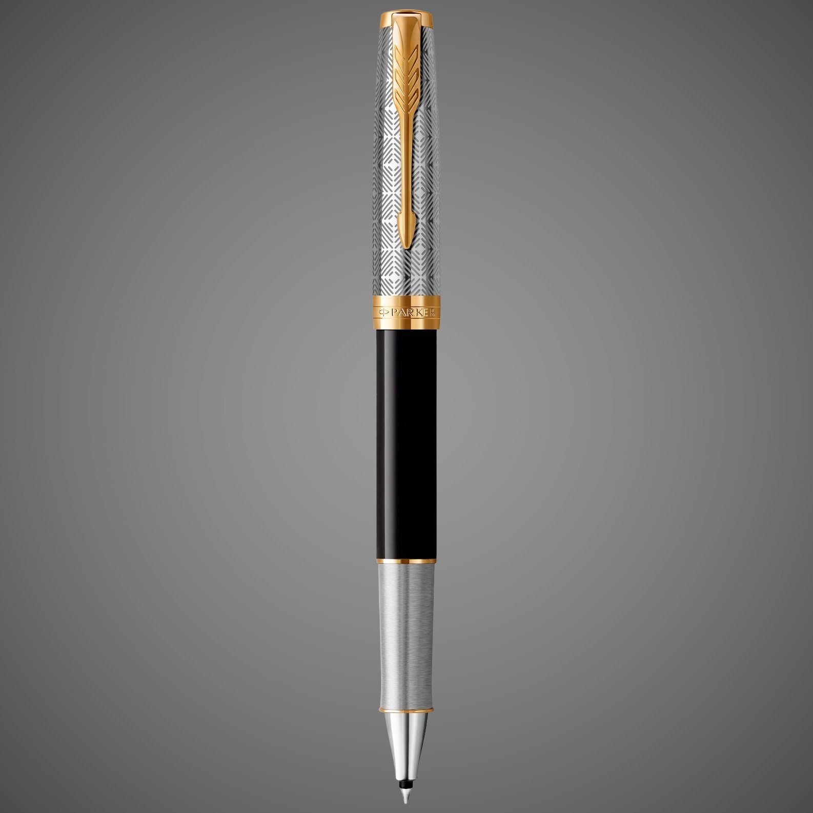 Ручка-роллер Parker Sonnet Premium Refresh BLACK GT, стержень: F, цвет чернил: black, в подарочной упаковке, Металлы: золото, лак, латунь, нержавеющая сталь