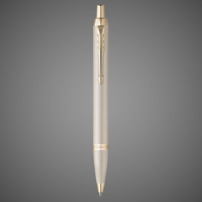 Шариковая ручка Parker IM Professionals Monochrome Champagne, стержень:M, цвет чернил: blue, в подарочной упаковке., Покрытия: PVD-покрытие, лак, латунь, позолота, сталь