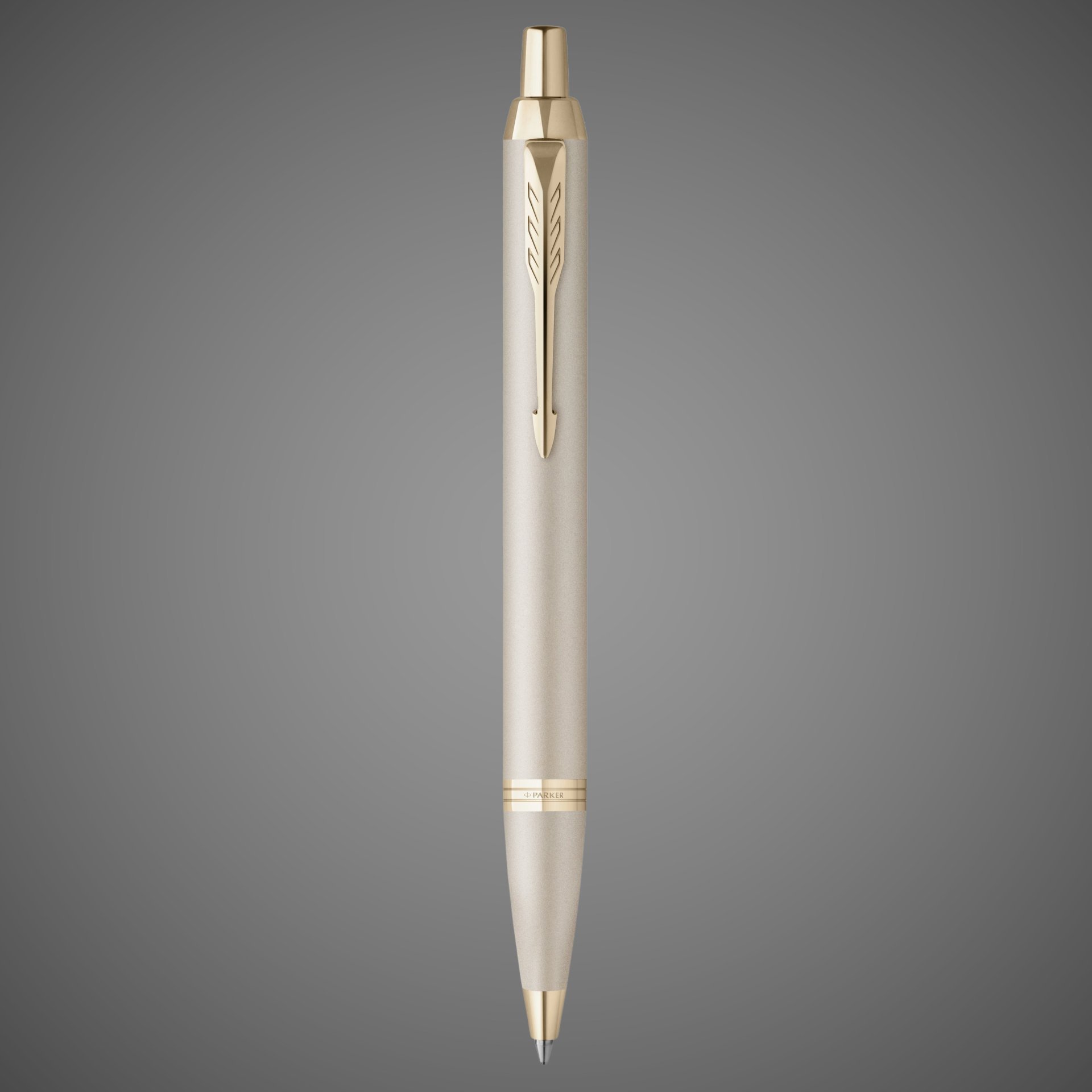 Шариковая ручка Parker IM Professionals Monochrome Champagne, стержень:M, цвет чернил: blue, в подарочной упаковке., Покрытия: PVD-покрытие, лак, латунь, позолота, сталь