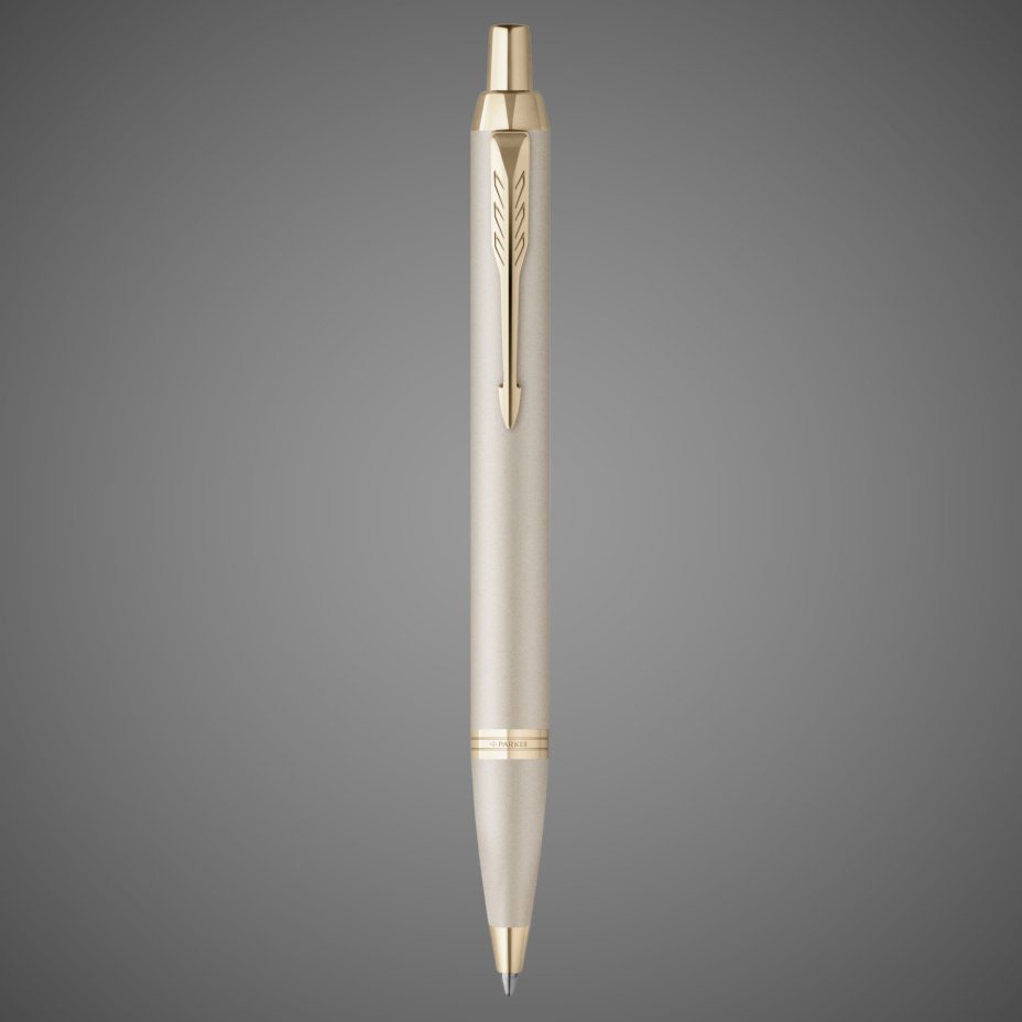 Шариковая ручка Parker IM Professionals Monochrome Champagne, стержень:M, цвет чернил: blue, в подарочной упаковке., Покрытия: PVD-покрытие, лак, латунь, позолота, сталь