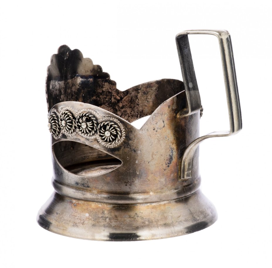 Подстаканник "Бусины малые", мельхиор, литье, СССР, 1970-1980 гг.