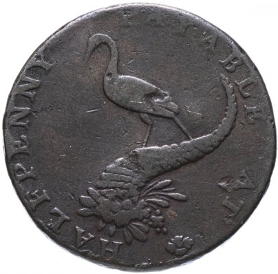 Великобритания 1/2 пенни (Half Penny) 1792-1793 Аист и рог изобилия "Conder Token Birmingham Mining & Copper Company Fine Stork & Cornucopia"