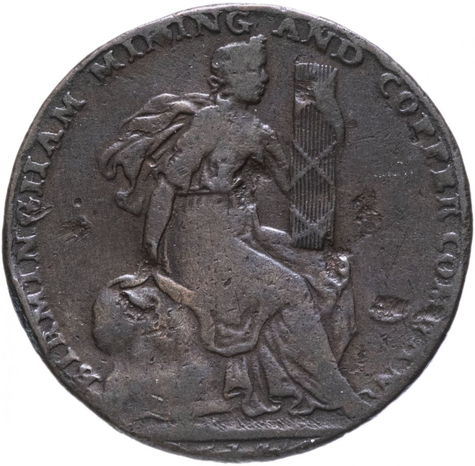 Великобритания 1/2 пенни (Half Penny) 1792-1793 Аист и рог изобилия "Conder Token Birmingham Mining & Copper Company Fine Stork & Cornucopia"