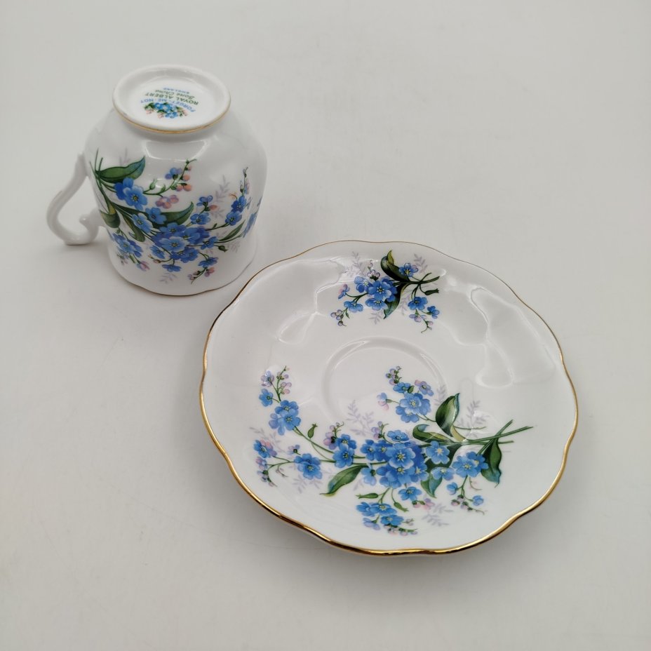 Кофейная пара "Forget-me-not" ("Незабудки"), фарфор, деколь, золочение, Royal Albert, Великобритания, 1950-1970 гг., Royal Albert