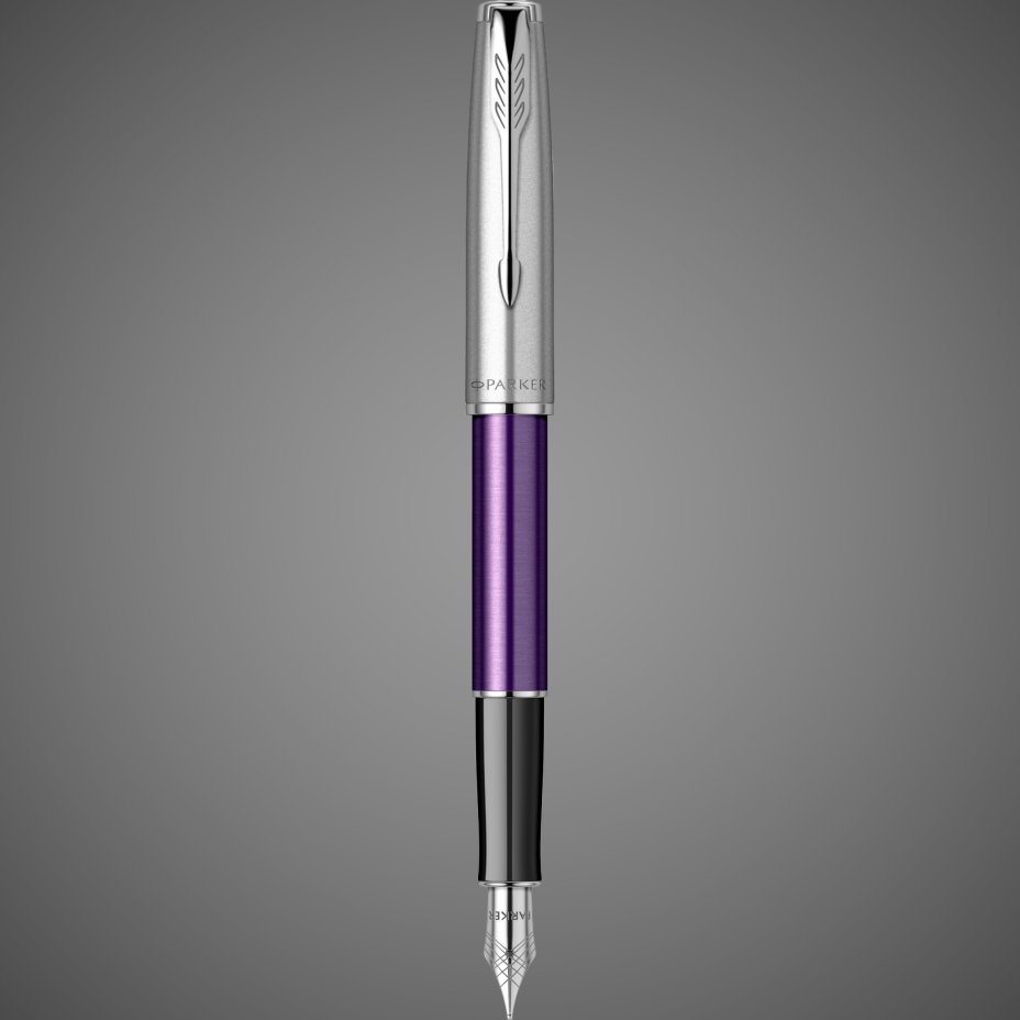 Перьевая ручка Parker Sonnet Essentials Violet SB Steel CT, перо: F, цвет чернил black, в подарочной упаковке., Металлы: нержавеющая сталь, палладий, пластик