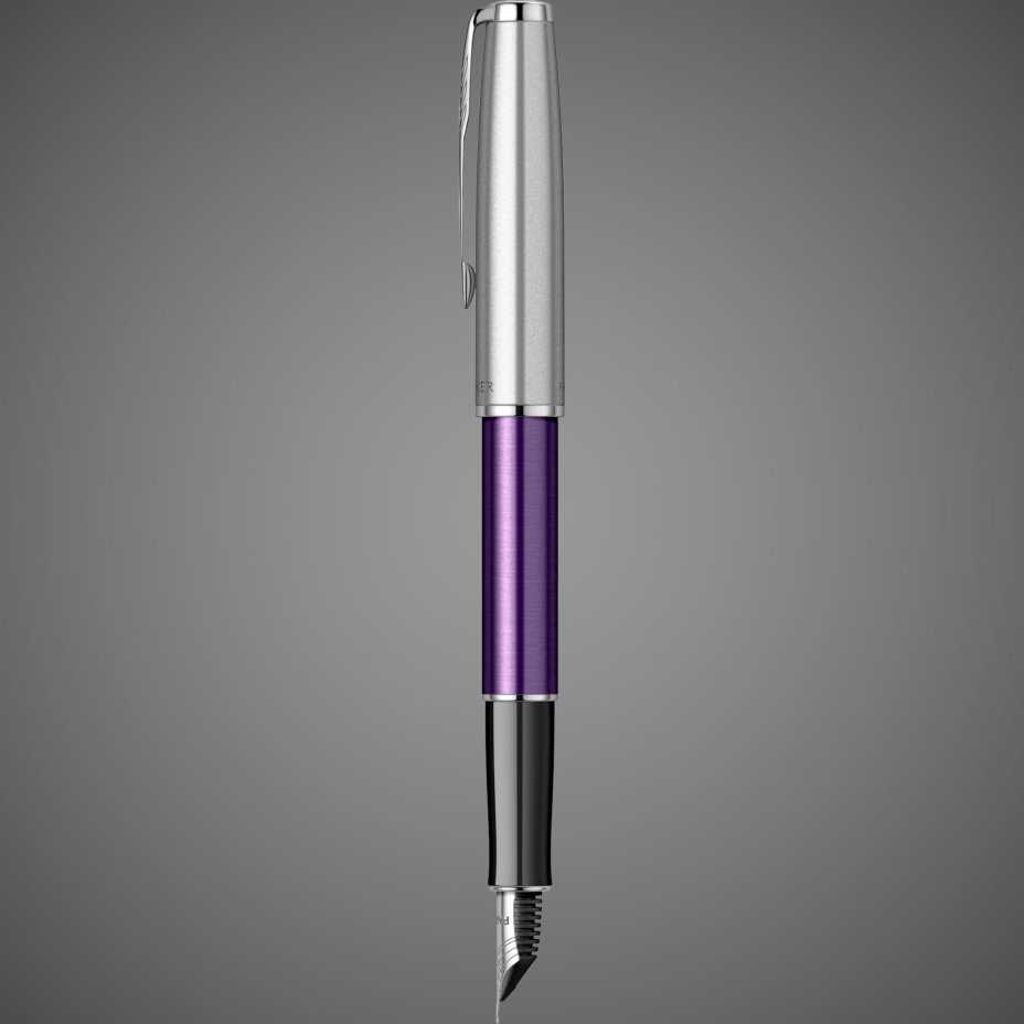 Перьевая ручка Parker Sonnet Essentials Violet SB Steel CT, перо: F, цвет чернил black, в подарочной упаковке., Металлы: нержавеющая сталь, палладий, пластик
