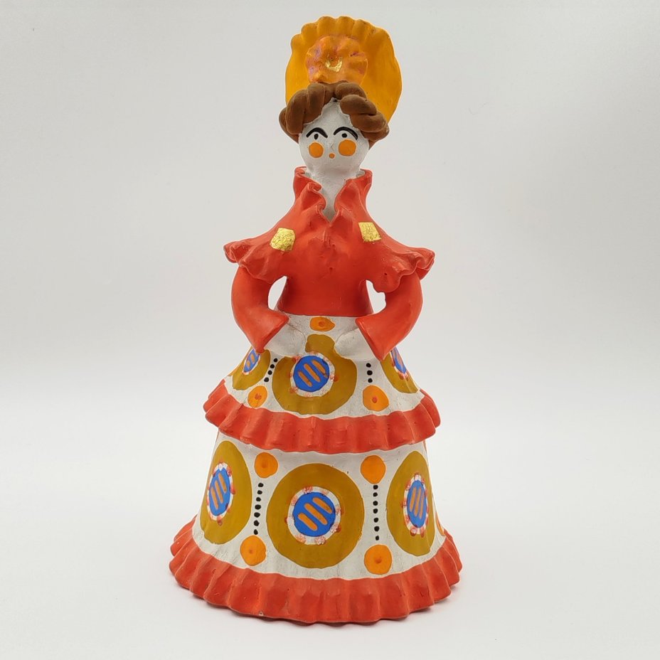 Игрушка "Барыня", автор Смирнова Е.А., глина, лепка, роспись, Дымковская игрушка, СССР, 1991 г.