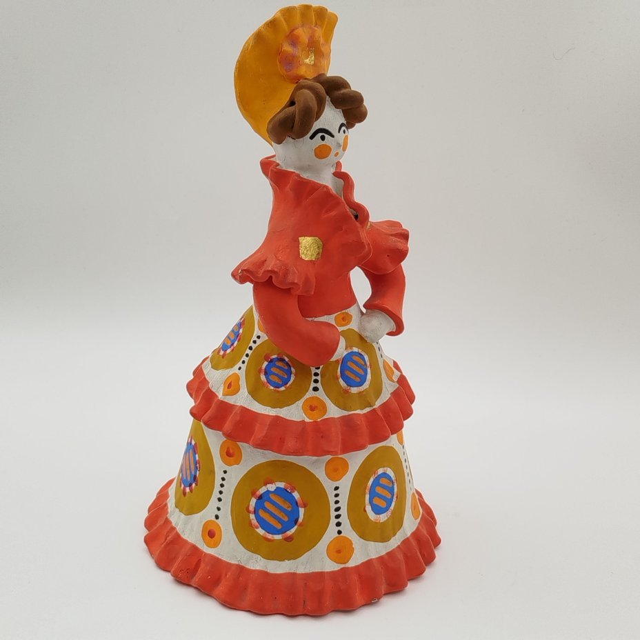 Игрушка "Барыня", автор Смирнова Е.А., глина, лепка, роспись, Дымковская игрушка, СССР, 1991 г.
