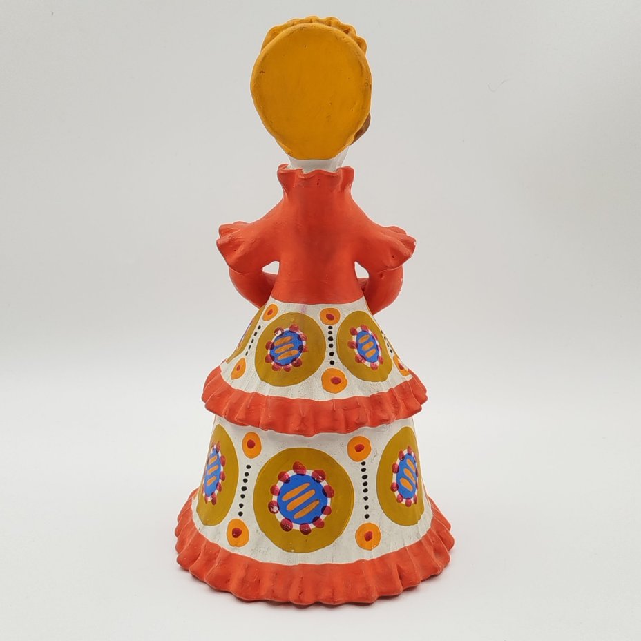 Игрушка "Барыня", автор Смирнова Е.А., глина, лепка, роспись, Дымковская игрушка, СССР, 1991 г.