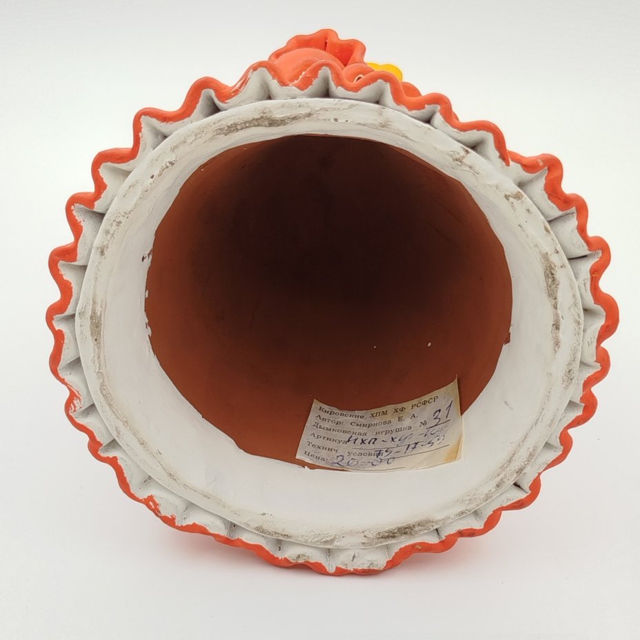 Игрушка "Барыня", автор Смирнова Е.А., глина, лепка, роспись, Дымковская игрушка, СССР, 1991 г.