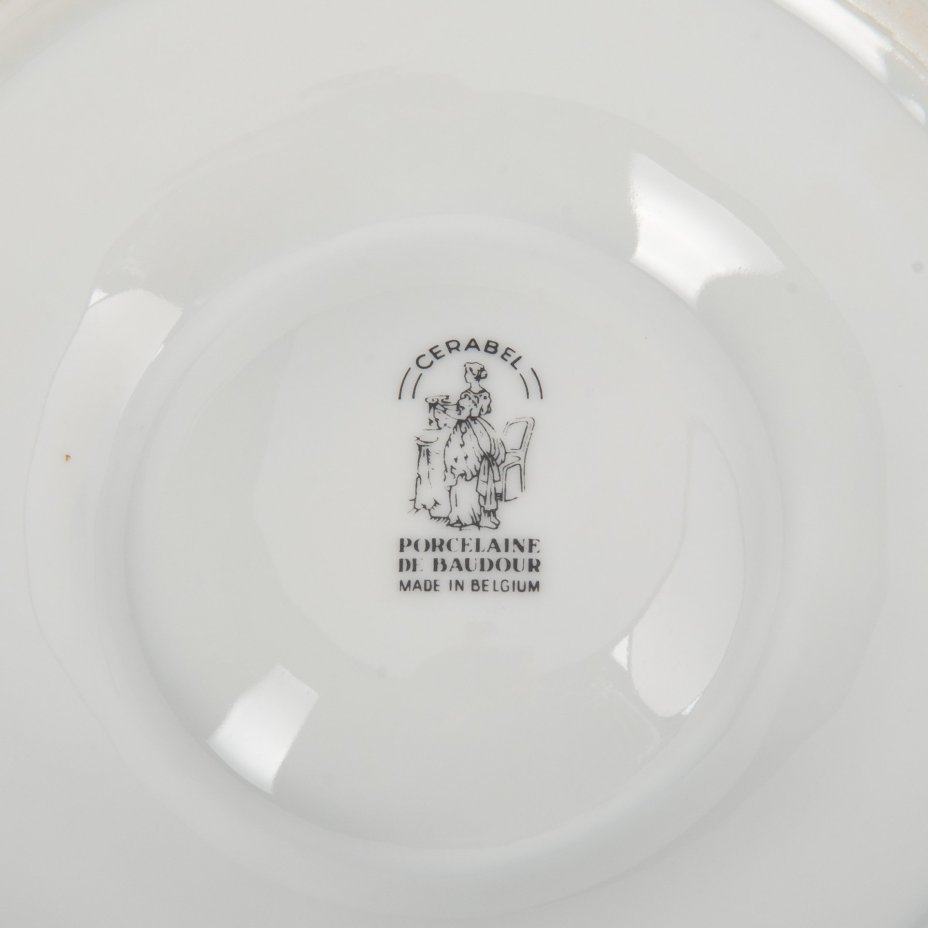 Набор из 6 тарелок для подачи устриц с окантовкой золотой лентой Cerabel Porcelain de Baudour