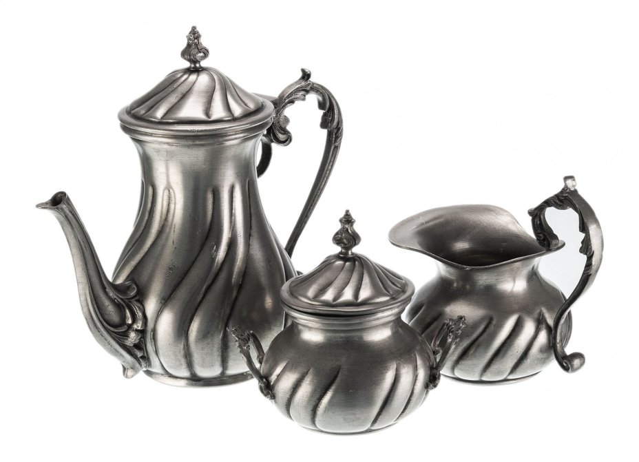 Сервиз кофейный (4 предмета и поднос), олово, Германия, 1950-1970 гг.