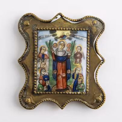 Икона (образок) Божией Матери "Всех скорбящих Радость" (с грошиками)