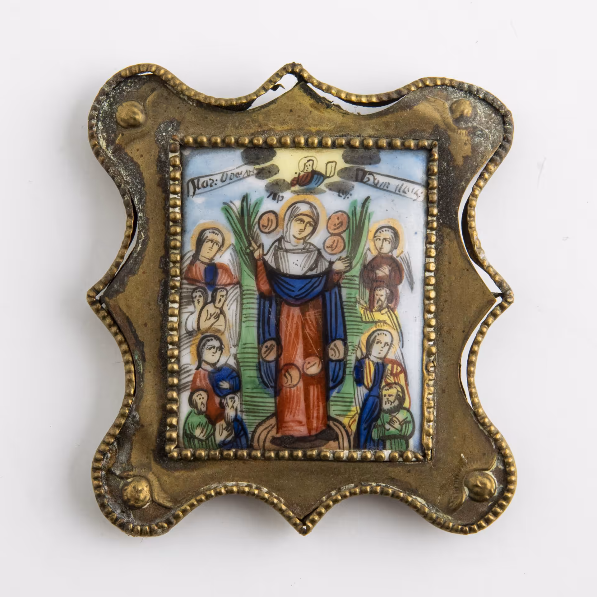 Икона (образок) Божией Матери "Всех скорбящих Радость" (с грошиками)