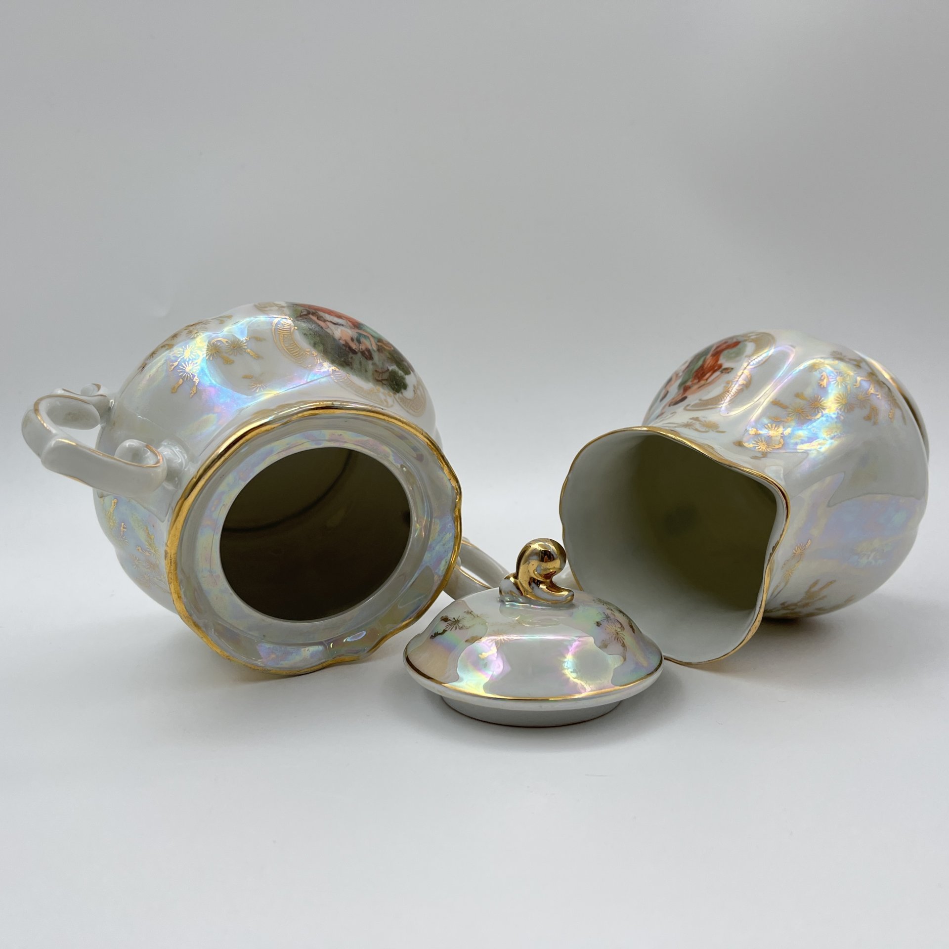 Набор для сервировки стола "Мадонна" (сахарница и молочник), фарфор, деколь, люстр, золочение, Oscar Schlegelmilch, ГДР, 1953-1972 гг.