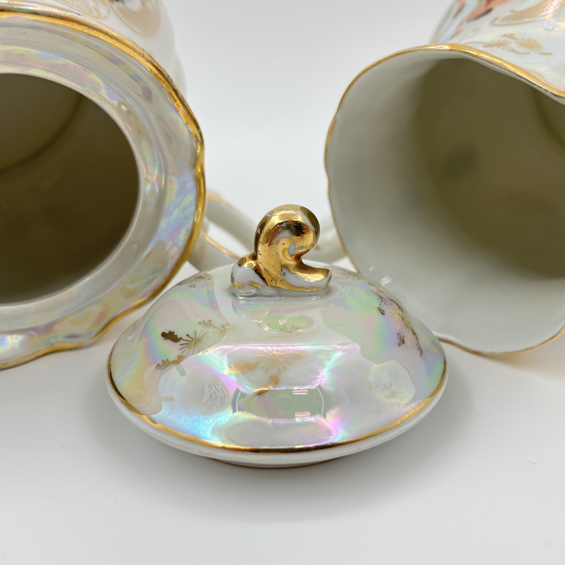 Набор для сервировки стола "Мадонна" (сахарница и молочник), фарфор, деколь, люстр, золочение, Oscar Schlegelmilch, ГДР, 1953-1972 гг.