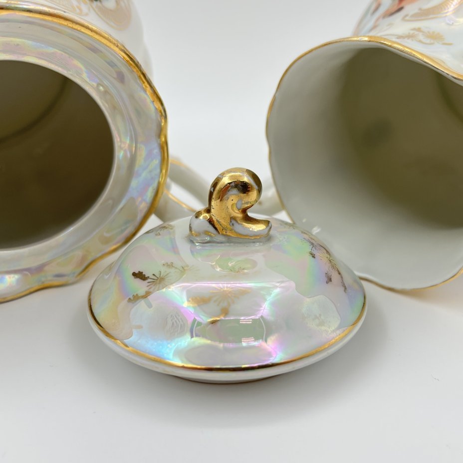 Набор для сервировки стола "Мадонна" (сахарница и молочник), фарфор, деколь, люстр, золочение, Oscar Schlegelmilch, ГДР, 1953-1972 гг.