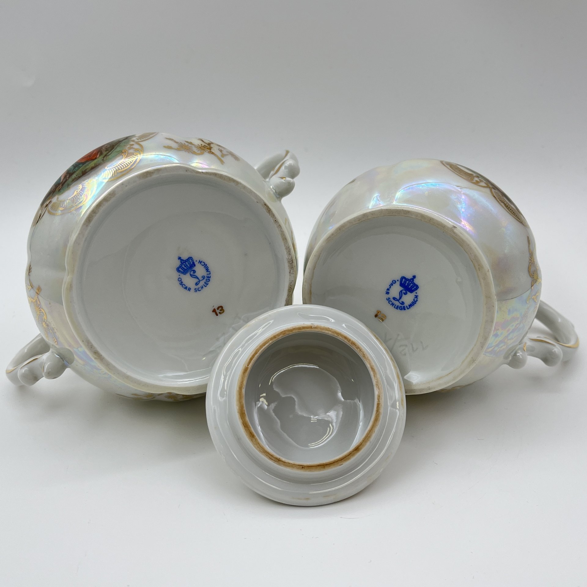 Набор для сервировки стола "Мадонна" (сахарница и молочник), фарфор, деколь, люстр, золочение, Oscar Schlegelmilch, ГДР, 1953-1972 гг.