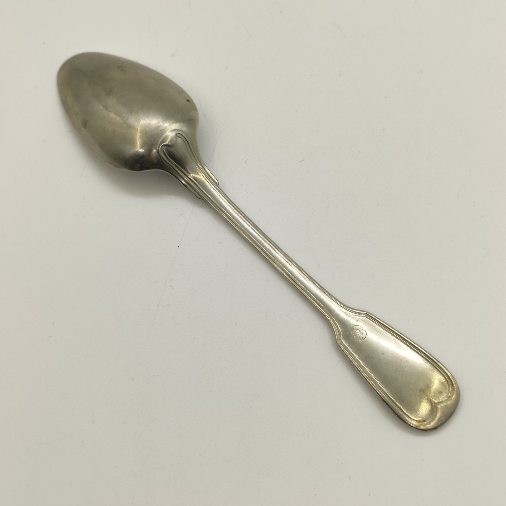 Ложка чайная, сплав металлов (альпака/alpacca), Arthur Krupp, Berndorf (Берндорфская фабрика металлических изделий), Австрия, 1880-1891 гг.