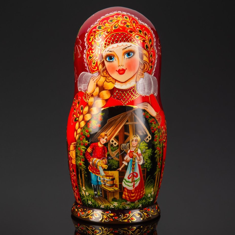 Матрешка "Влюбленные" (7 мест), автор росписи С.А. Лонченкова