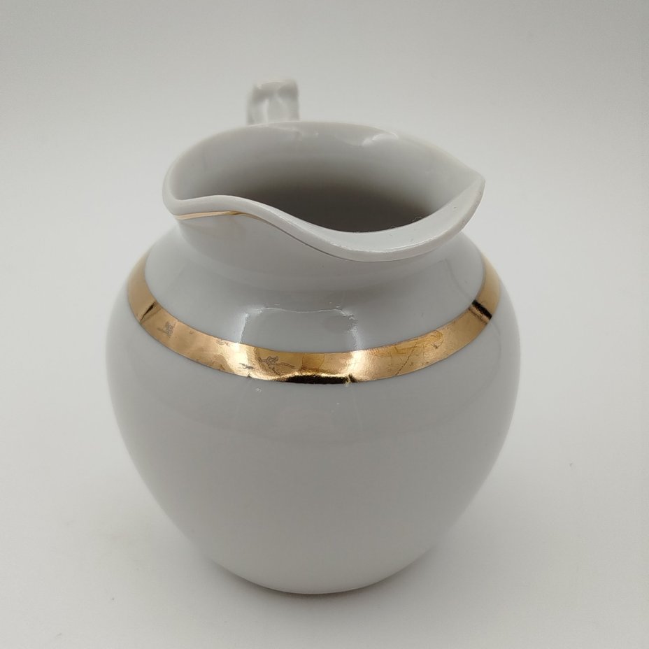 Молочник, фарфор, золочение, Дулевский фарфоровый завод (Дулёво), СССР, 1967 г.