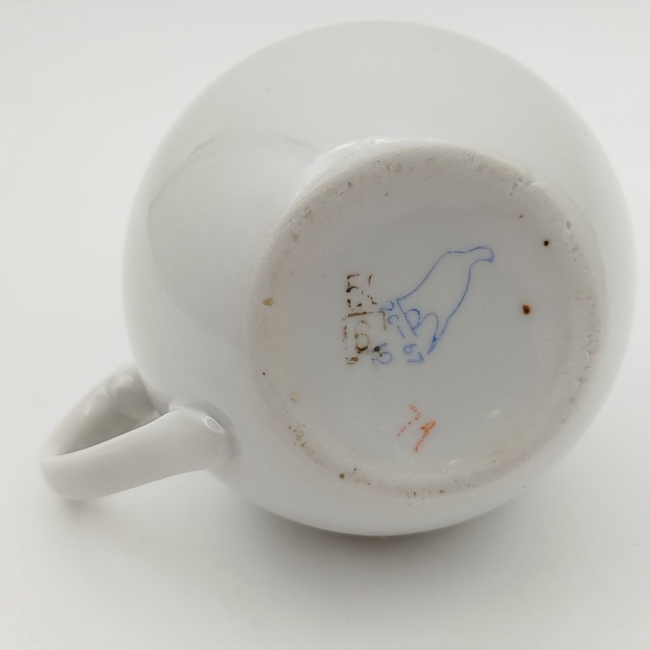 Молочник, фарфор, золочение, Дулевский фарфоровый завод (Дулёво), СССР, 1967 г.