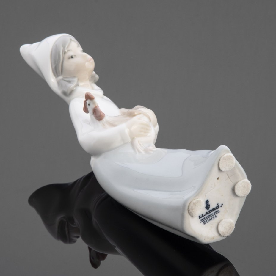 Статуэтка "Девочка с петухом", фарфор, роспись, Lladro