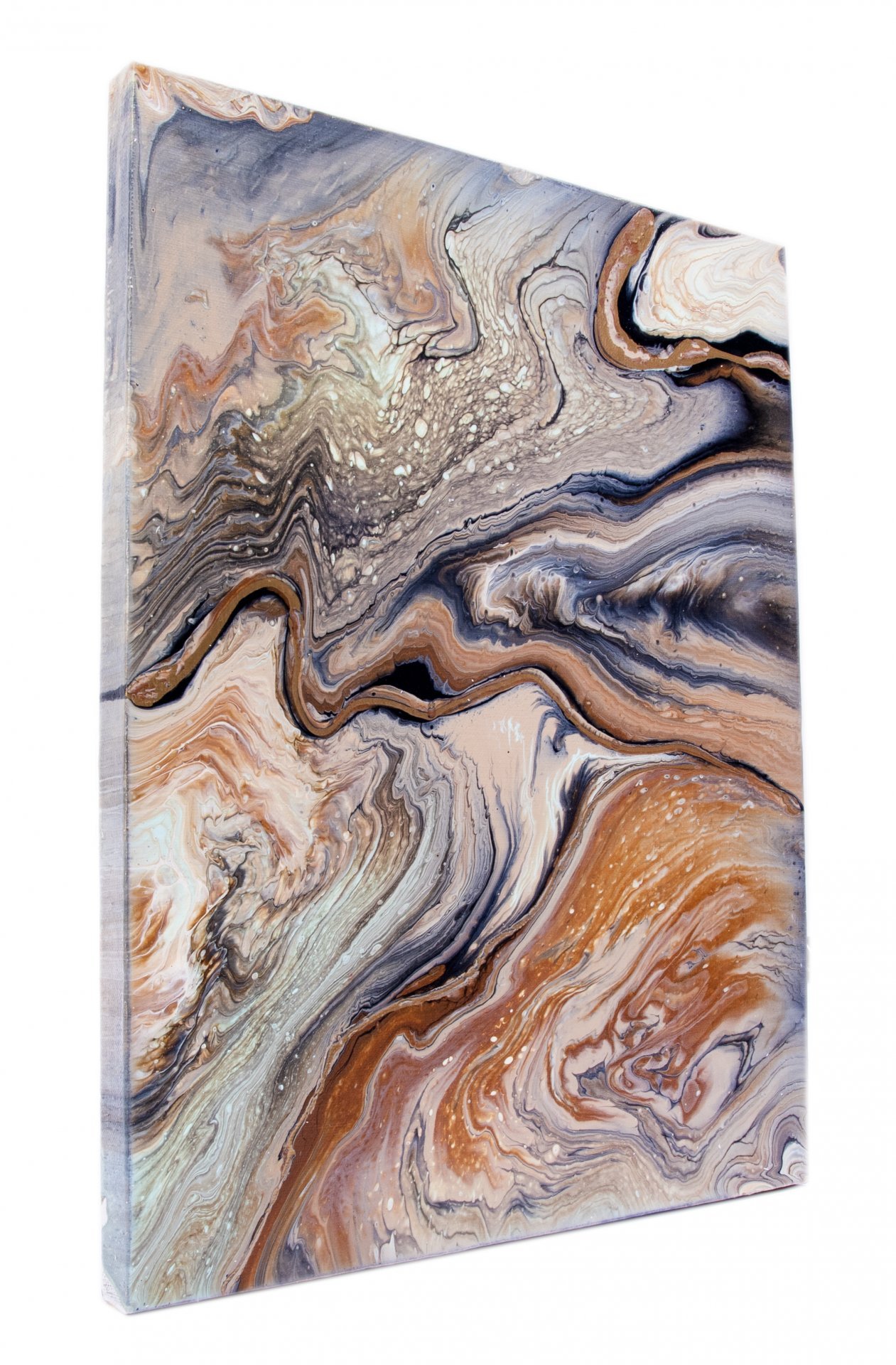Картина «Мраморный срез. Абстракция», авторская работа в технике Fluid Art, холст, акрил, художник Анна Лукьянова, Россия, 2021 г., холст на MDF, акрил, Российская Федерация, 2021 г.