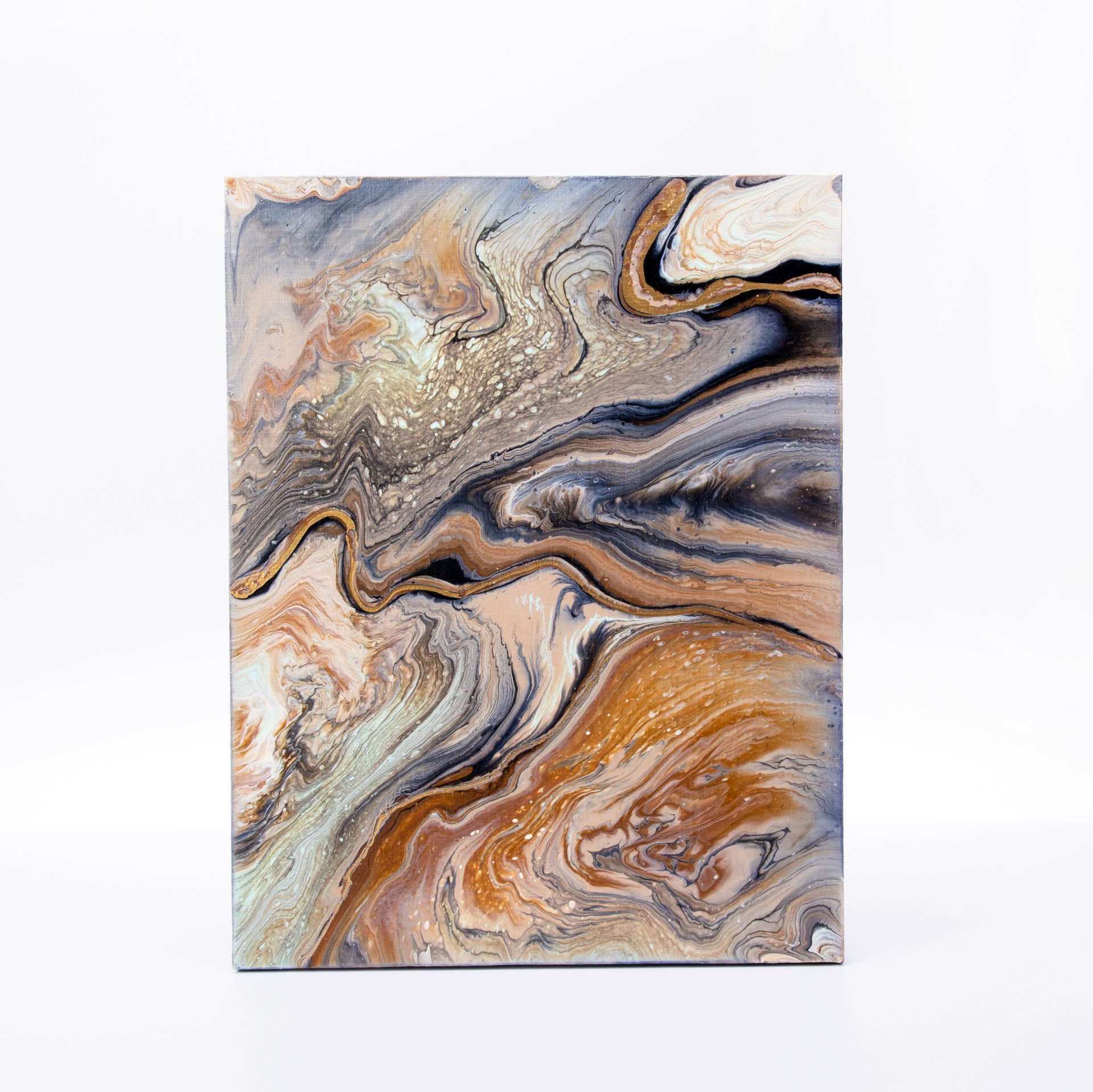 Картина «Мраморный срез. Абстракция», авторская работа в технике Fluid Art, холст, акрил, художник Анна Лукьянова, Россия, 2021 г., холст на MDF, акрил