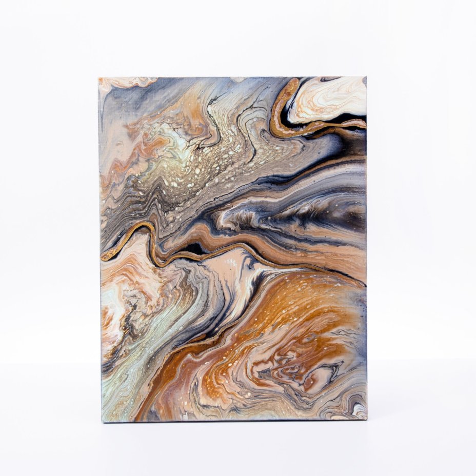 Картина «Мраморный срез. Абстракция», авторская работа в технике Fluid Art, холст, акрил, художник Анна Лукьянова, Россия, 2021 г., холст на MDF, акрил
