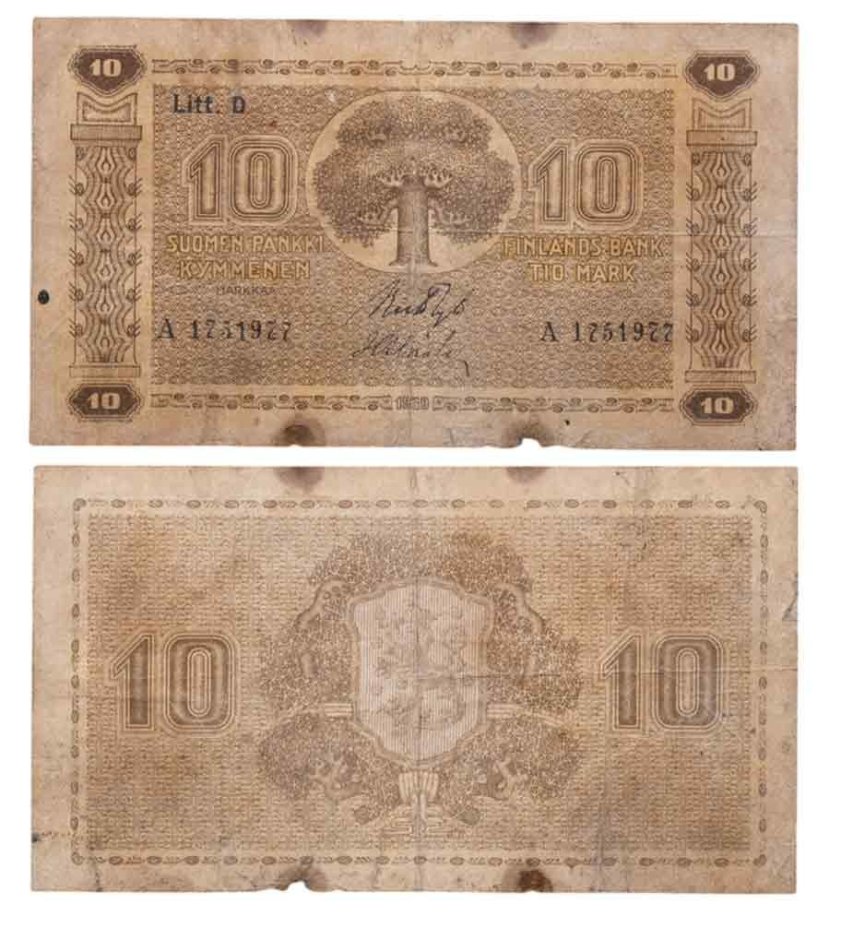 Финляндия 10 марок 1939 года